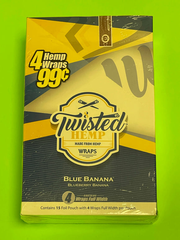 FREE GIFTS🎁Blueberry🫐Banana🍌60 High Quality Twisted Hemp Wraps 15 Packs 4 Per Pack Full📦🌿