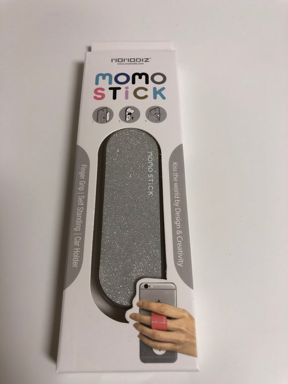 Momo Stick Shiny Silver Finger Grip Holder Smart Phone Iphone Andoid Stand Car Mount Air Vent - 1Solardeals
