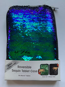 Reversible Sequin Tablet Case Swipe To Change Sparkle Color Fits 8” Tablets Bonus Strap - 1Solardeals