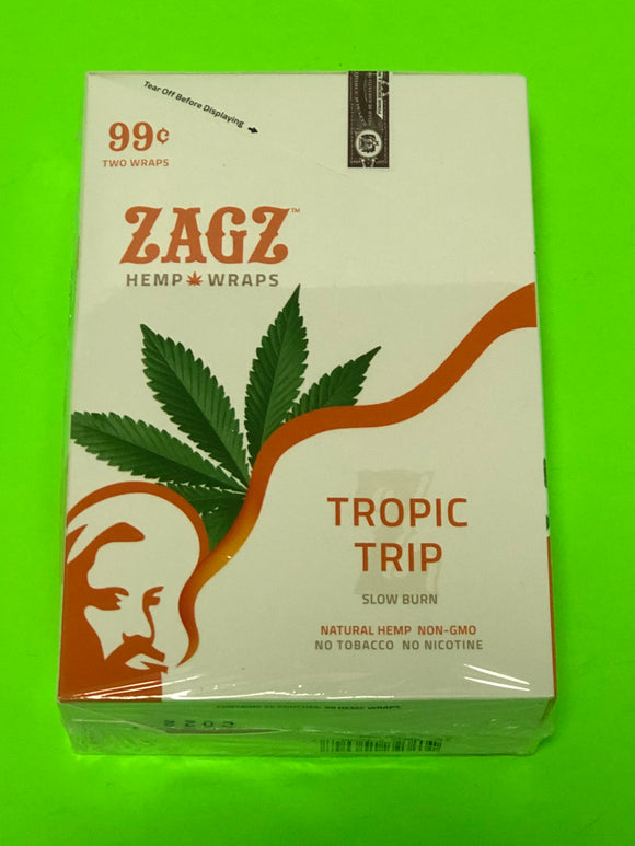 FREE GIFTS🎁Zagz Tropic Trip 50 High Quality Natural Hemp Wraps 25 pks No🚫Tobacco Full📦 - 1Solardeals