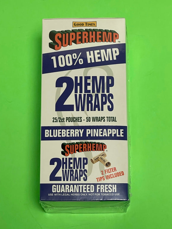 FREE GIFTS🎁Good Times SuperHemp Blueberry🫐Pineapple🍍50 Super High Quality Hemp Wraps 25 Packs