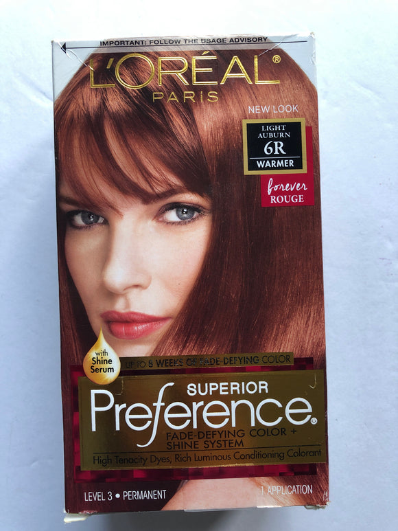 L’Oréal Paris Superior Preference Fade Defying Color Shine System Light Auburn 6R Warmer Hair Color - 1Solardeals