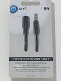 Onn Stereo Extension Cable 6ft Compatible With Most CD Players MP3 Players Black - 1Solardeals