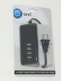 Onn 4-Port USB Power Station For Home Smartphone Phones Blue LED Indicator Input 100V-240V AC - 1Solardeals